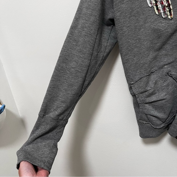 FREE PEOPLE Patchwork Ribbon Fitted Hoodie size Large (fits more like a medium) - Picture 12 of 15